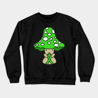 Mushroom holding a big Awareness Ribbon (Green) Crewneck Sweatshirt